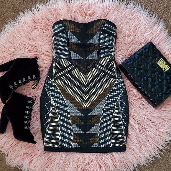 Gold Studded BodyCon Dress - Picture 1 of 4